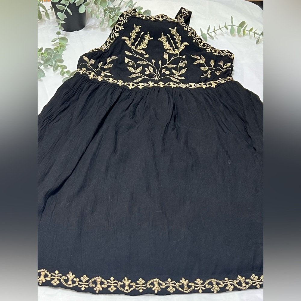 Urban Outfitters Black Embroidered Halter Mini Dress Size Small